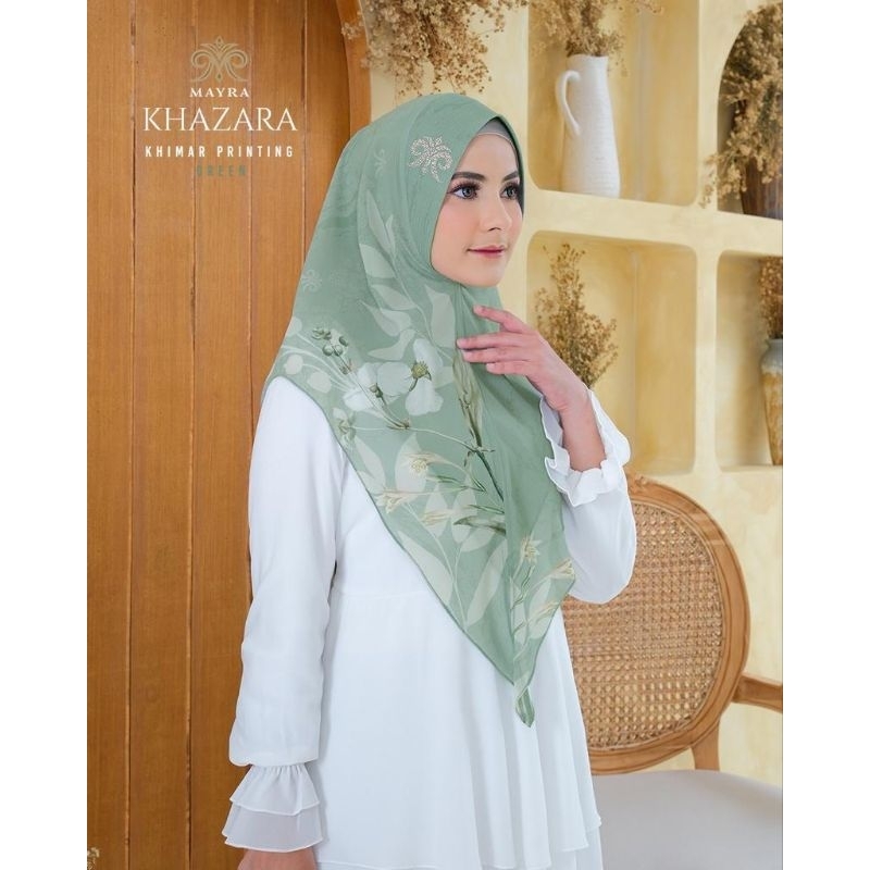 KHAZARA Khimar Printing Mayra/Hijab Printing/Khimar Syari Terbaru