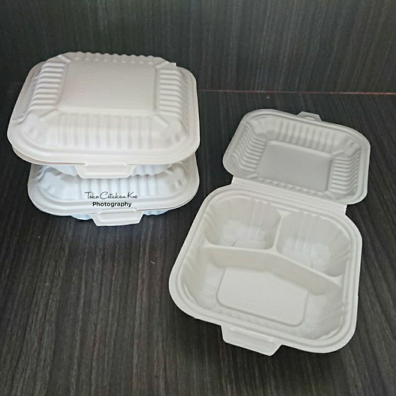 Sterofoam Nasi Bahan Plastik Box Nasi Skat 10PCS