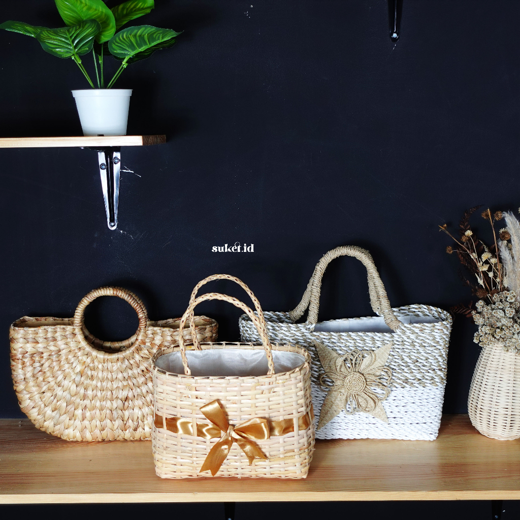 tas jinjing wanita enceng rotan cantik/ tas enceng rotan wanita aesthetic murah