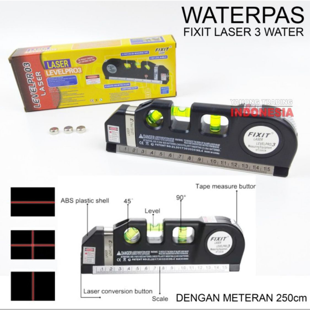 WATERPASS FIXIT LEVEL PRO 3 WATER PASS METERAN LASER UP TO 250 Cm