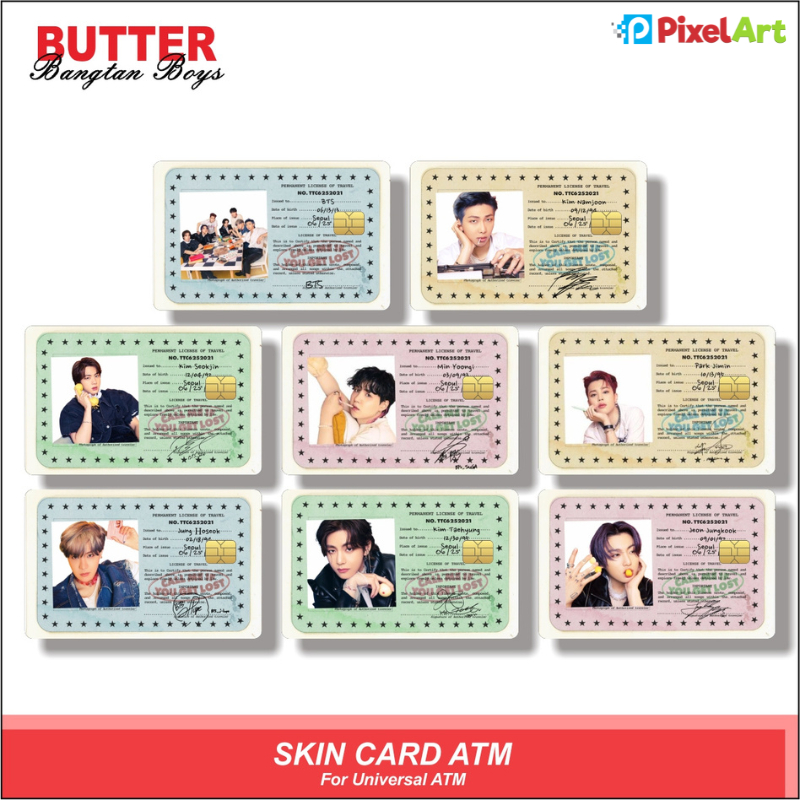 

STICKER CARD ATM STIKER KARTU ATM E-MONEY MOTIF BTS VERS BUTTER ANTI GORES ATM SKINCARD