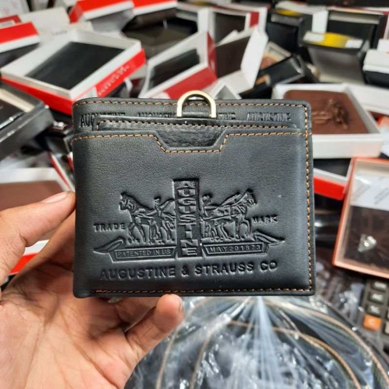 Dompet kulit asli AUGUSTINE model pria model cabut kartu kulit basah/dompet pria