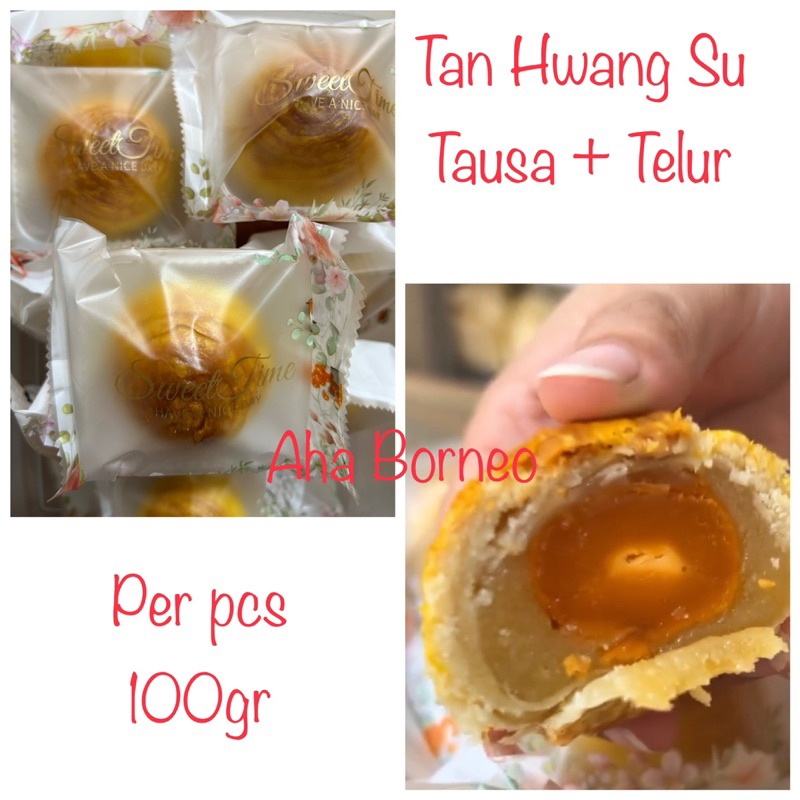 Pia Tausa Telur 1 pcs Tan Hwang Su / Kue Bulan Kacang Hijau Telur