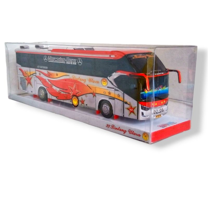 Miniatur Bus Kertas PT Bintang Utara 1968, Skala 50, Pakai kotak plastik mika