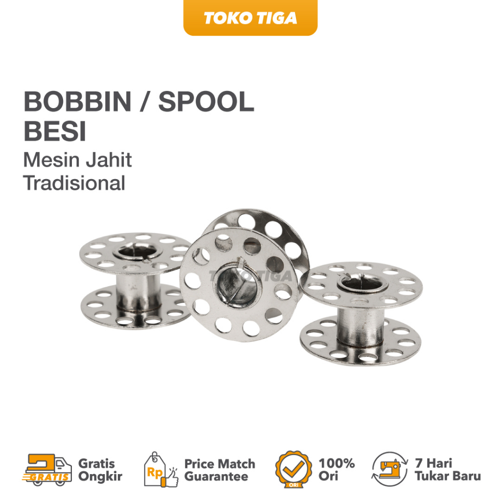 Bobbin / Spool / Spul Besi Mesin Jahit Tradisional Kepala Hitam