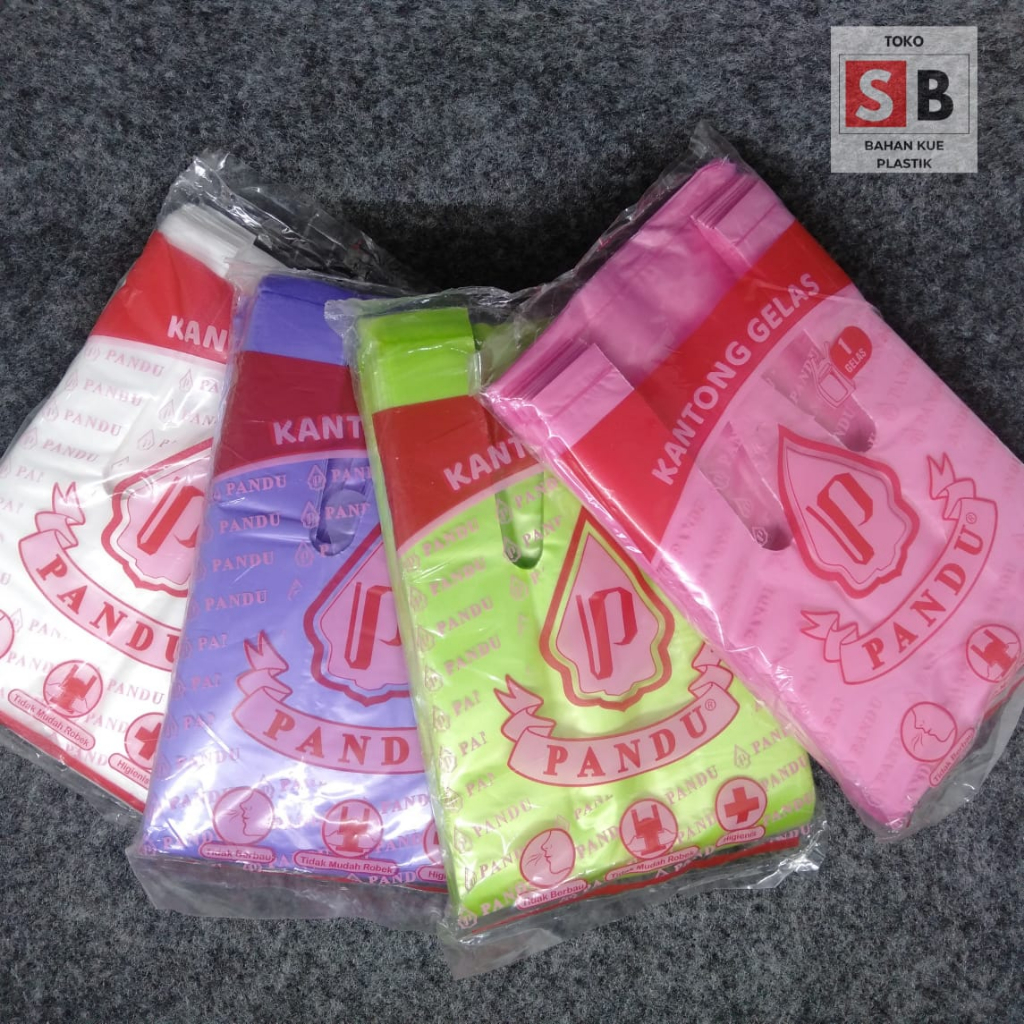 KANTONG PLASTIK 1 CUP PANDU/ KRESEK GELAS CUP PLASTIK PANDU MACAM WARNA