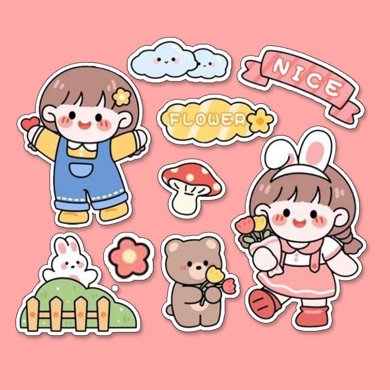 

Stiker Aesthetic Bahan Vinil Cute Girl Series