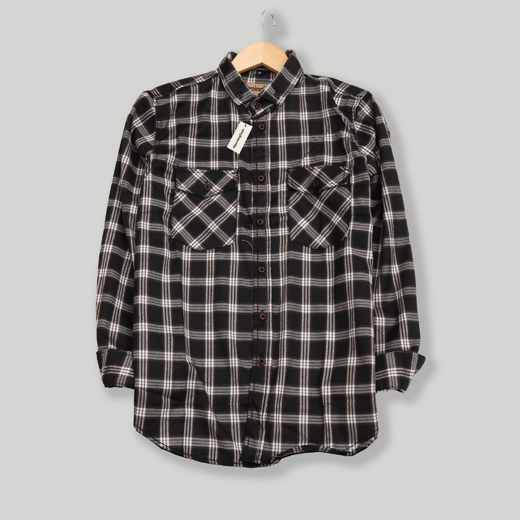 Morningfrost Double Pocket Kemeja Flanel  Kotak Kotak Exclusive