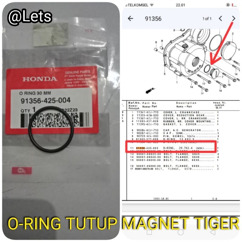 O-RING TUTUP MAGNET TIGER