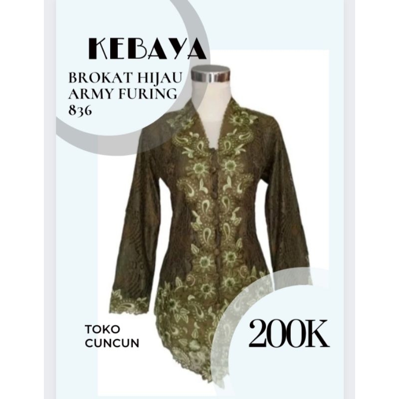 KEBAYA BROKAT BORDIR HIJAU ARMY FURING 836 Kebaya modern Atasan kebaya