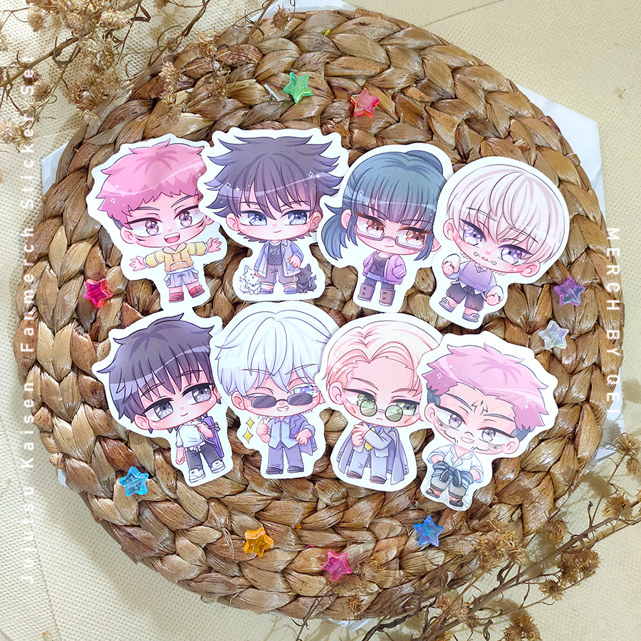 STIKER JUJUTSU KAISEN Fan Merchandise by Merch by Qei: Gojo Satoru, Fushiguro Megumi, Nanami Kento, 