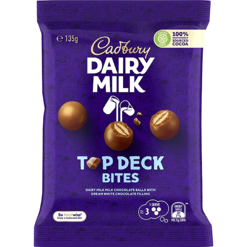 

Cadbury Dairy Milk Top Deck Bites 135g - Australia