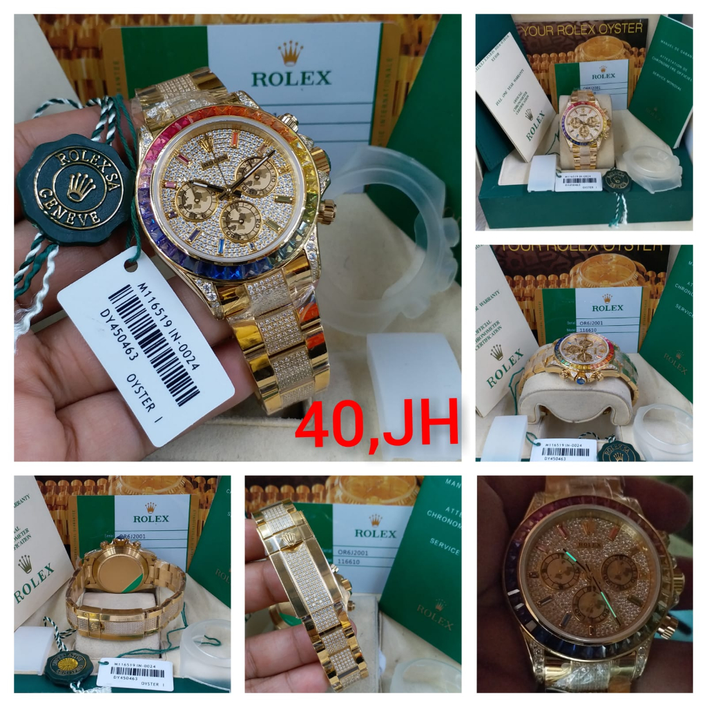 Jam Tangan Rolex Daytona Diamond Rainbow Original Swiss Clone 1:1 Factory Fullset