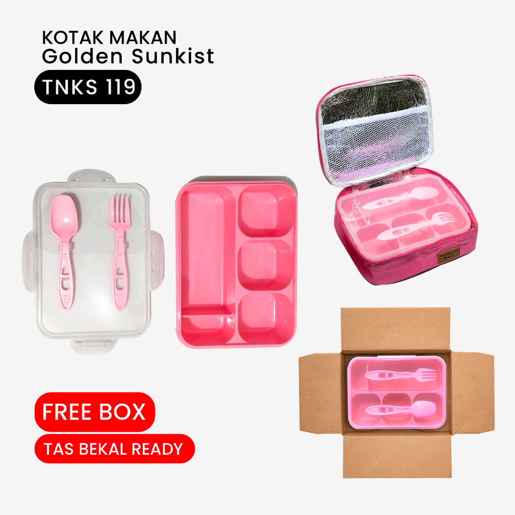 Kotak makan besar 5 sekat anti tumpah lunch box bento tepak makan jumbo golden sunkist