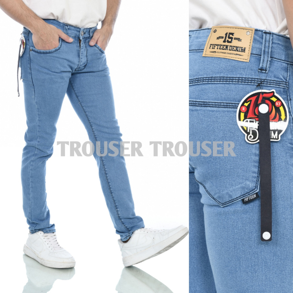 FIFTEEN DENIM - Celana Jeans Pria Dewasa - Celana Jeans Pria Gaul - Celana Jeans Melar Bahan Denim P