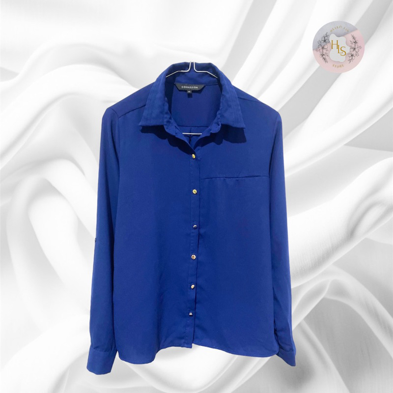 Kemeja atasan wanita blouse biru connexion