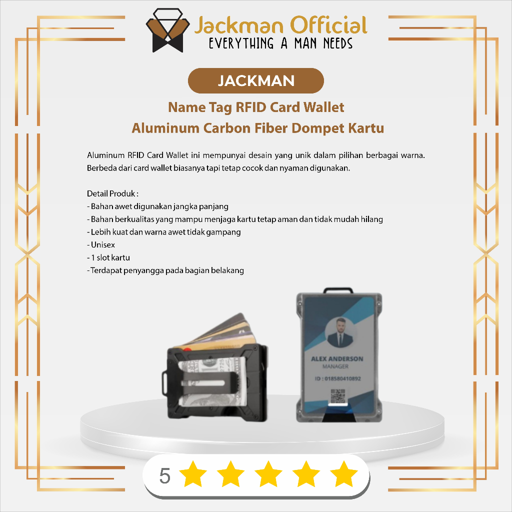 

Kts - JACKMAN Name Tag RFID Lanya Wallet Aluminum Carbon Fiber Dompet Kartu