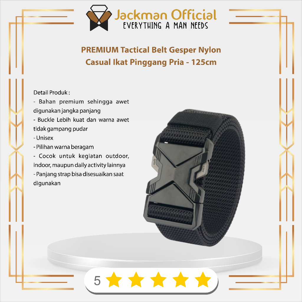 PREMIUM Tactical Belt Gesper Nylon Casual Ikat Pinggang Pria - 125cm