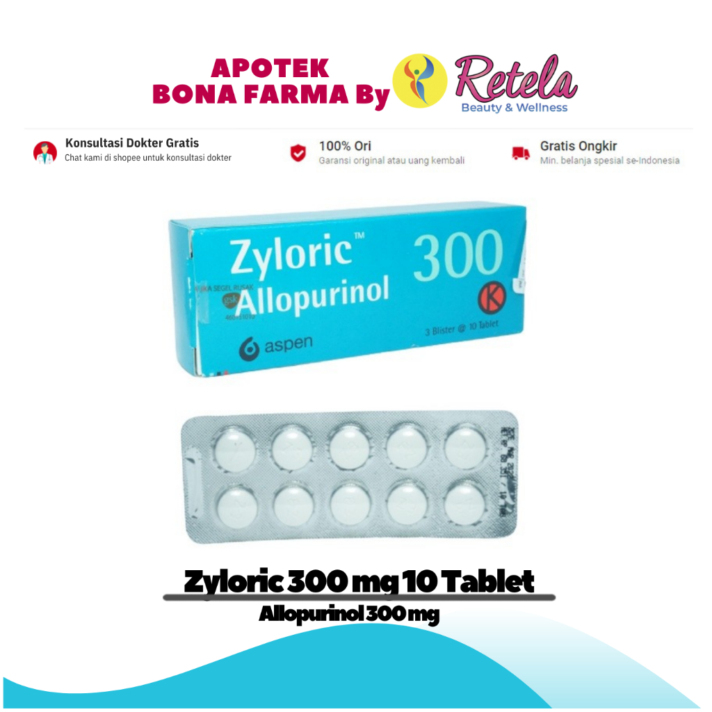 ZYLORIC 300MG 1 STRIP 10 TABLET ( Allopurinol 300 mg )