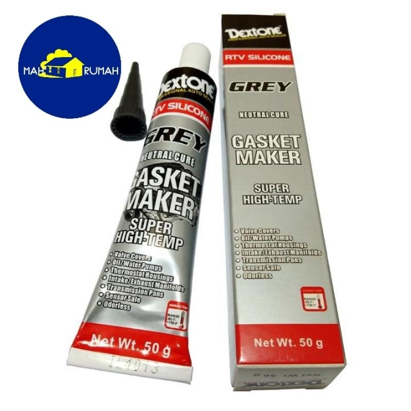Lem Silikon GREY Lem Paking Mesin Pompa Knalpot Gasket Tahan Panas - DEXTONE GREY 50gr 50 gram