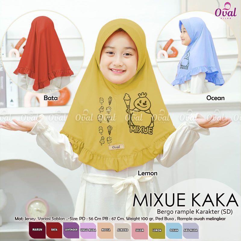 Hijab Jilbab Kerudung Khimar Instan Anak Muslim Anak-Anak SD Adem Bergo Rempel Usia Umur 4 5 6 7 8 9