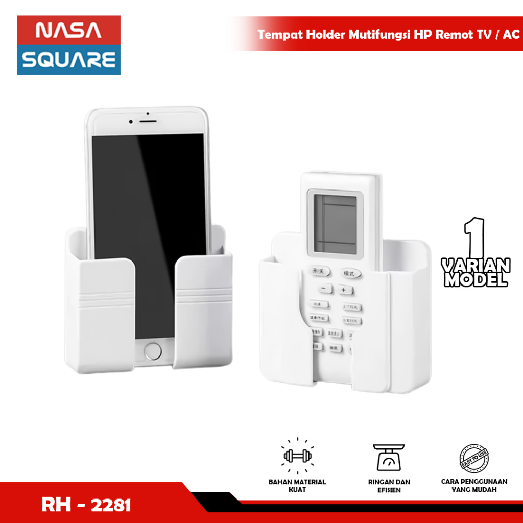CUCI GUDANG Holder tempat taruh hp remot tv remot ac tempel dinding tembok multifungsi-NASA SQUARE