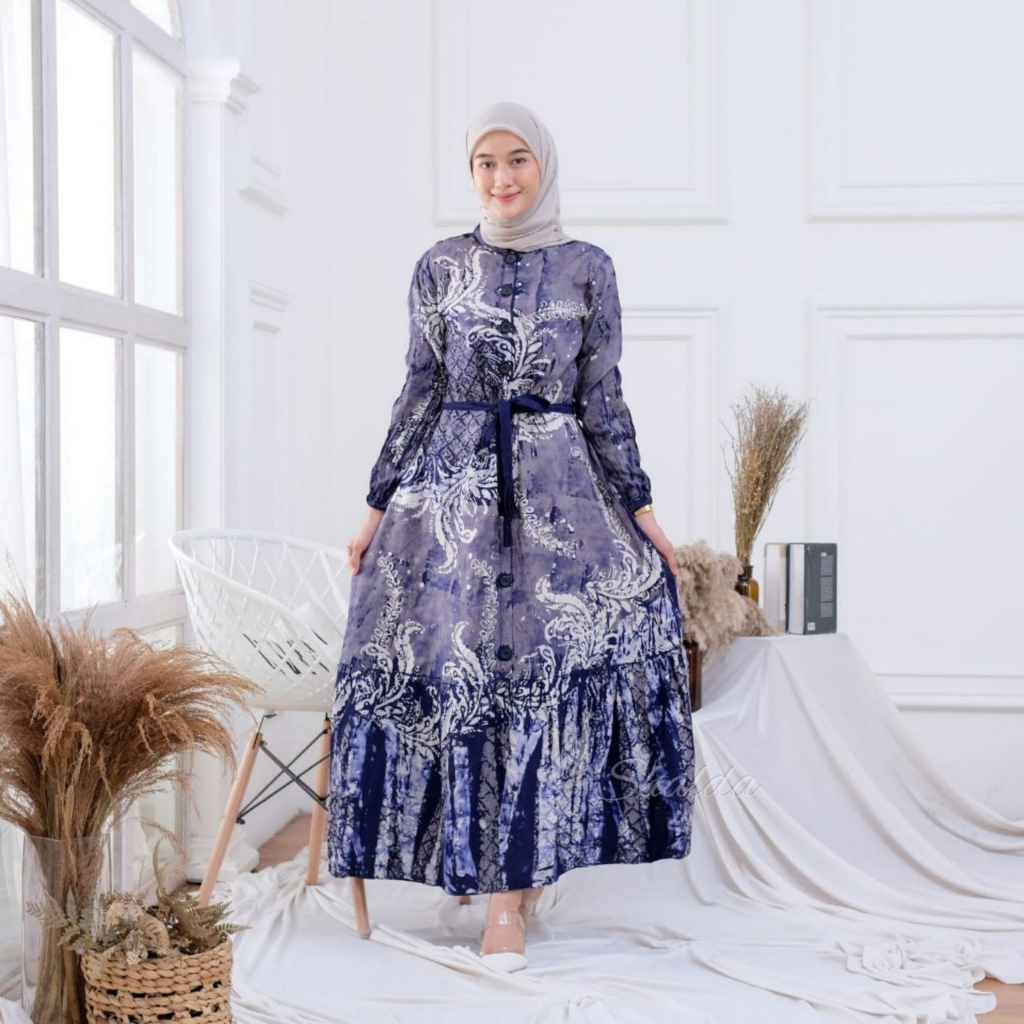 GAMIS TWILL RAYON CANDI MEKAR GAMIS BATIK CAP PEKALONGAN