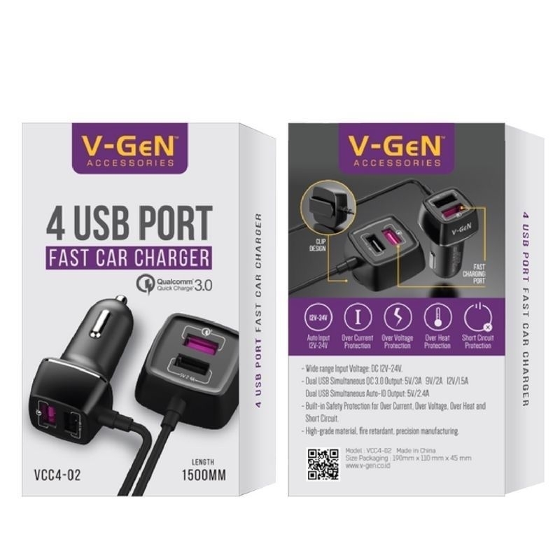 CAR CHARGER V-GEN ORIGINAL 4USB PORT VCC4-02