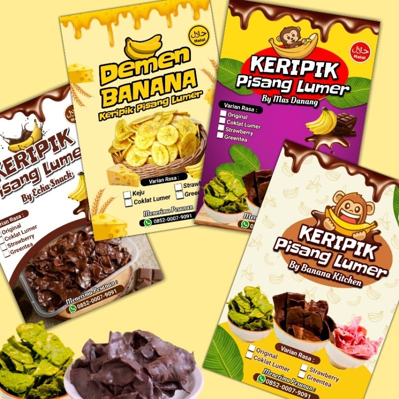 

( Minimal order 100 pcs ) Stiker Keripik pisang Lumer Stiker Jajanan Stiker Snack Stiker Label Kemasan