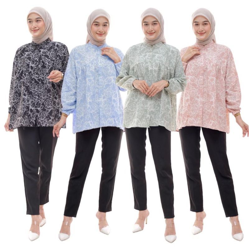 DAREN BLOUSE WANITA CRINKLE BULGARI / Blouse Motif / Blouse Bunga / Blouse JUMBO / Blouse  Crinkle