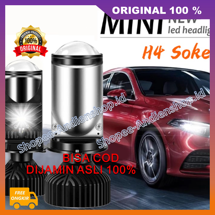 Mini New Led Headlight H4 Socket Lampu LED Headlamp Projie H4 Mini Projector Lens 50 Watt  Motor Mob