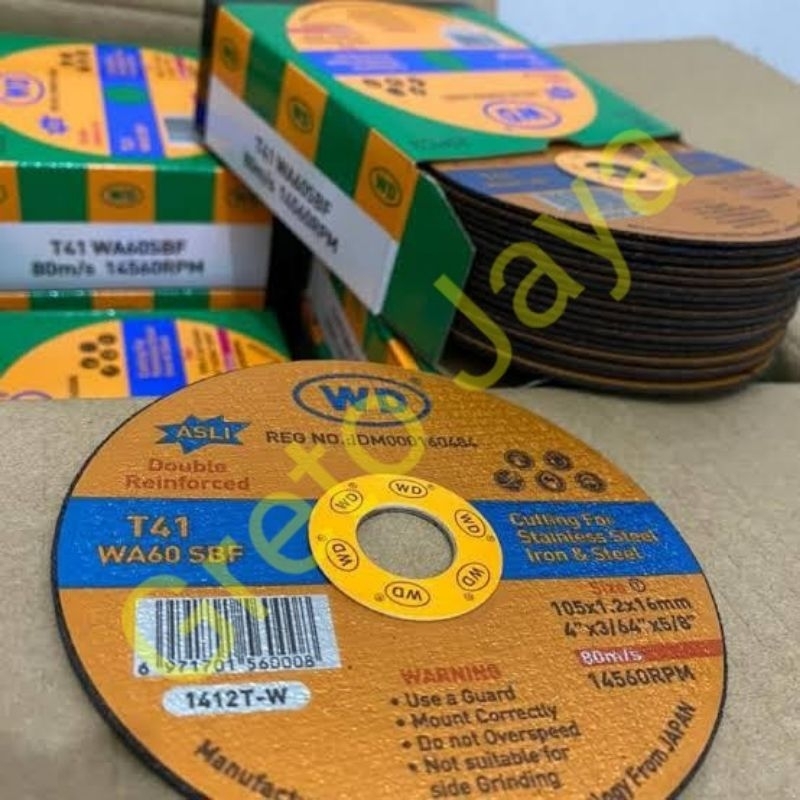 ( 1 DOS ) WD Potong 4” Mata Gerinda Gurinda Grinda inch Stainless Stenlis Batu ASLI Grenda Stainles 