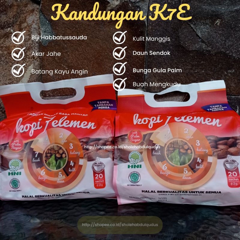 

K7E | Kopi 7 Elemen | Kopi Sevel HNI HPAI 20 Sachet - 23 g per sachet