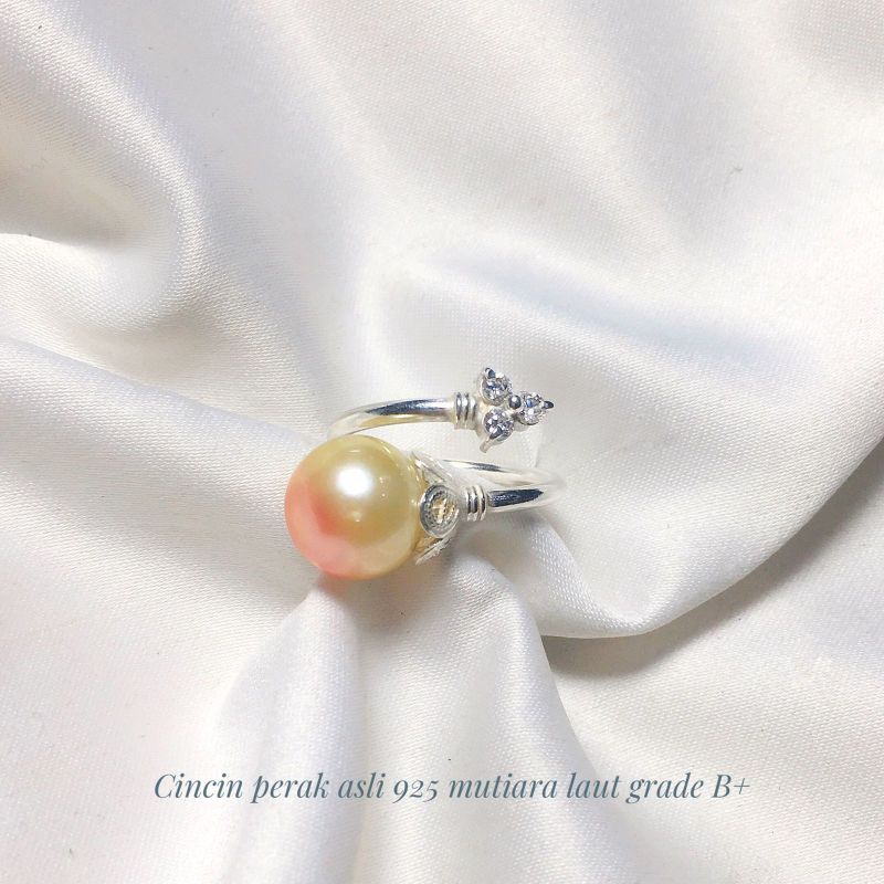 Cincin Perak 925 Mutiara Laut Grade B+ Bersertifikat || cincin wanita murah || Cincin mutiara laut |