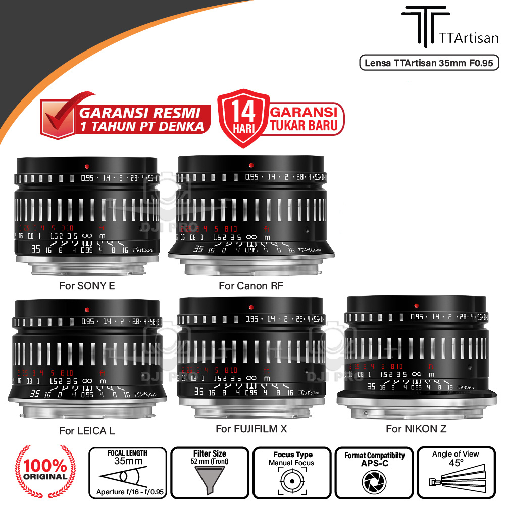 TTArtisan 35mm f0.95 Lens Canon RF Sony Fujifilm Nikon Z Leica L Mount