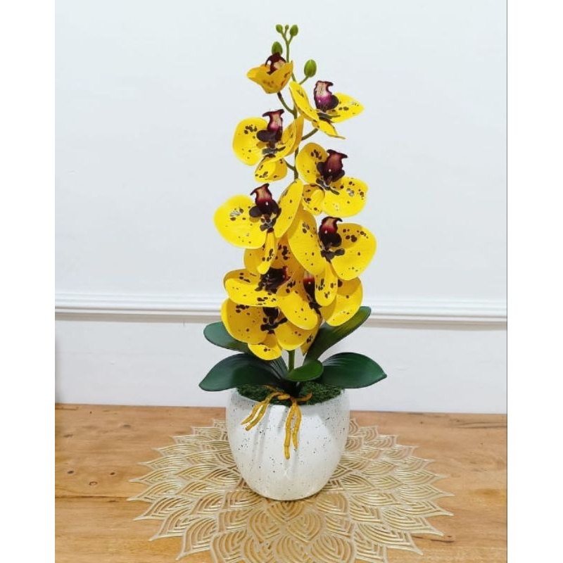 rangkaian bunga Anggrek Latex set vas,