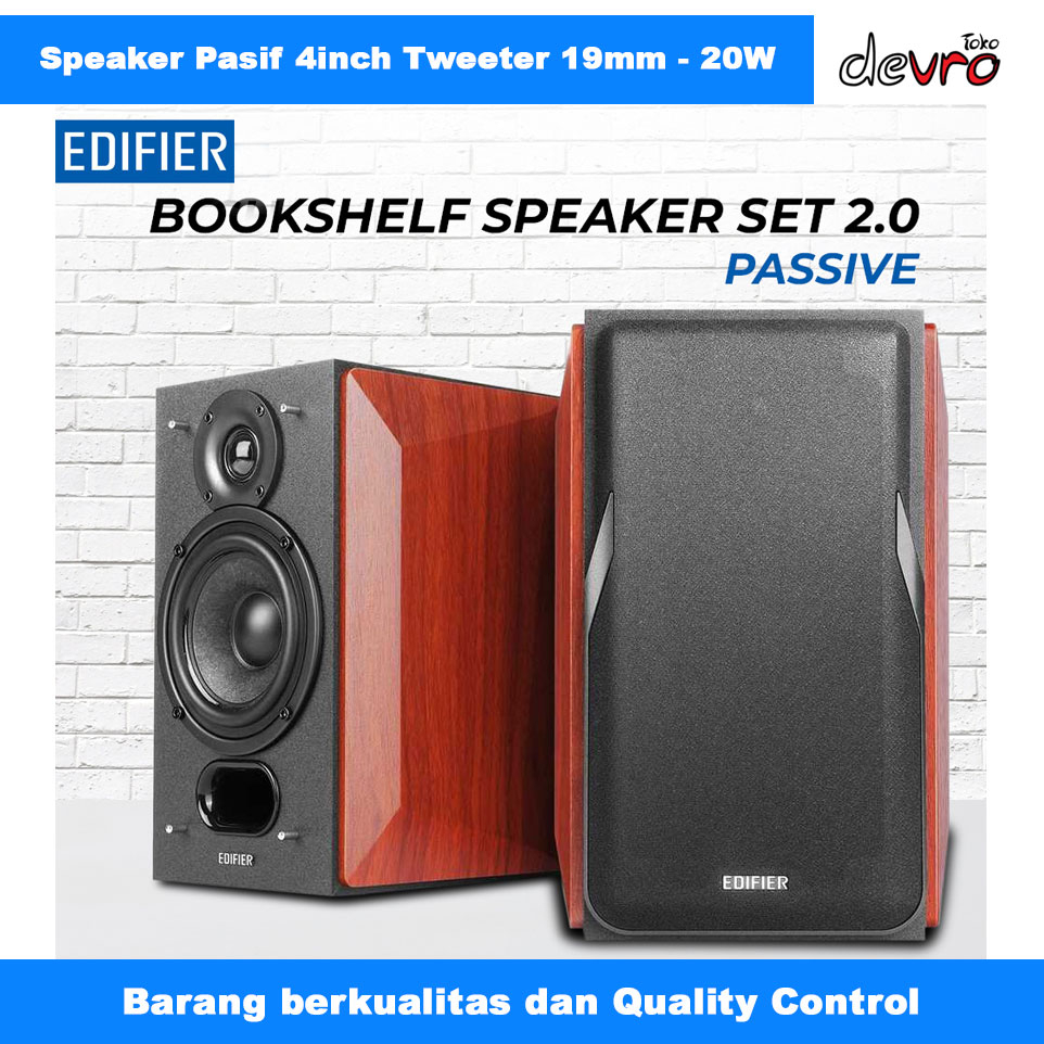 Edifier Speaker Pasif 4 inch 20W - Passive 2.0 Bookshelf Speaker Set