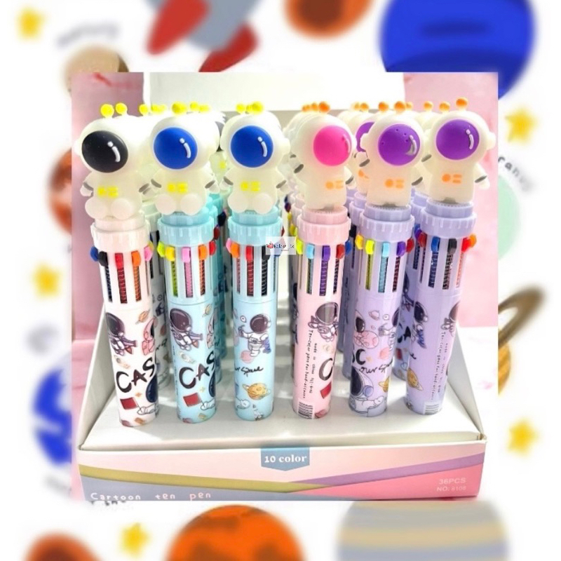 

(Koleksi Kk) Pulpen 10 Warna Kartun Lucu astronot,Stella lau Pena Warna Warni 10 in1 Alat Tulis- 10 Warna 0.5mm Pulpen anak Bolpoin Kartun Kreatif Kapasitas Besar Dapat Ditarik / Pulpen 10 Warna Bermotif Lucu Bulpen Anak-Anak
