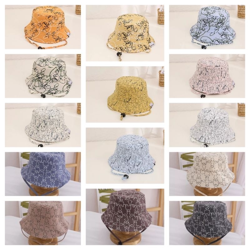 NEW BUCKET HAT IMPOR TOPI RIMBA ANAK PEREMPUAN / LAKI 1-5 TAHUN MOTIF PANTAI HUTAN PANCING DENGAN TA