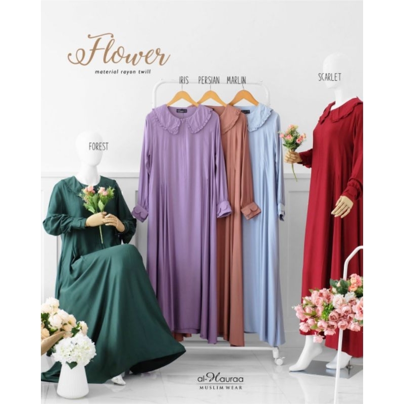 Gamis Flower AlHaura | Gamis rayon | Gamis daily adem
