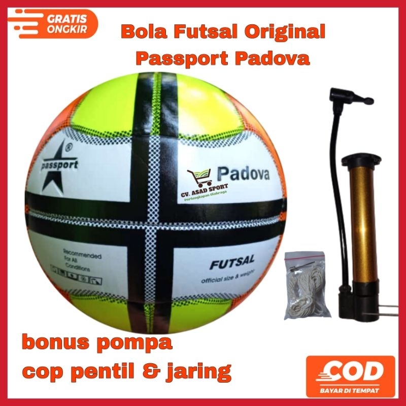 Bola Futsal Size 4 Original Passport Padova Gratis Pompa Cop Pentil dan Jaring