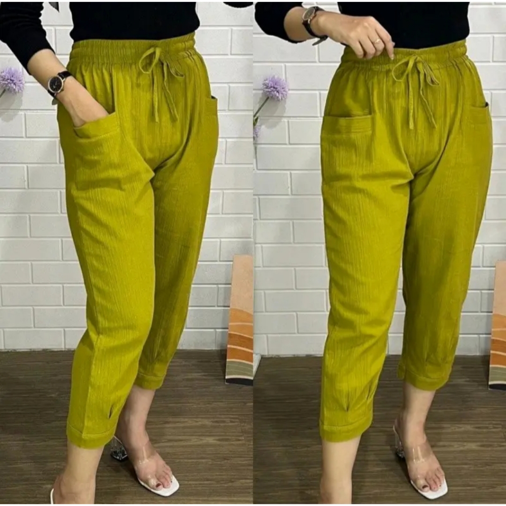 HARUKA PANTS / CELANA 7/9 BAHAN LINEN CRINKLE