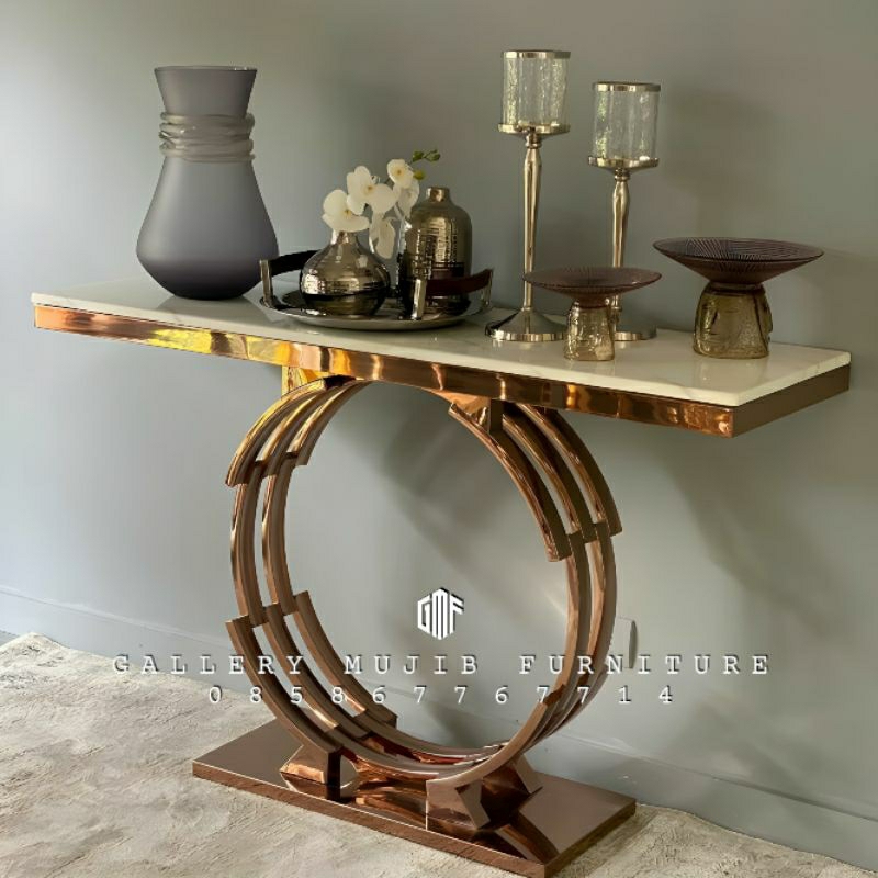 meja konsol stainless marmer console table Carletto meja konsol gold
