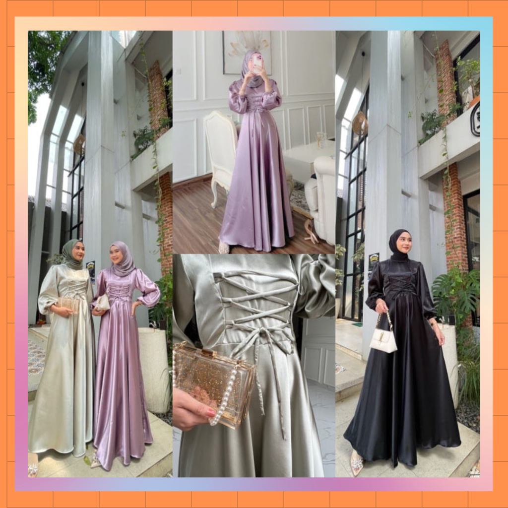 Aurora Dress Maxmara Silk Gamis Kondangan Terbaru 2025 Mewah Kekinian  Remaja Simple Polos