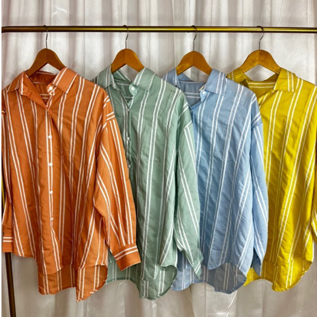 Ready Stock - Oversized Stripes Kemeja | Baju wanita | Baju Hijab | Hijab Friendly | Kemeja garis ce