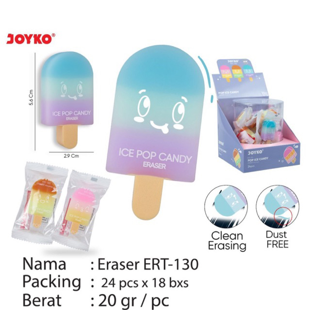 

( 1pcs ) ERT130 Joyko Eraser Es Krim Warna Warni Pelangi ERT-130 / Penghapus Motif Ice Cream Colour