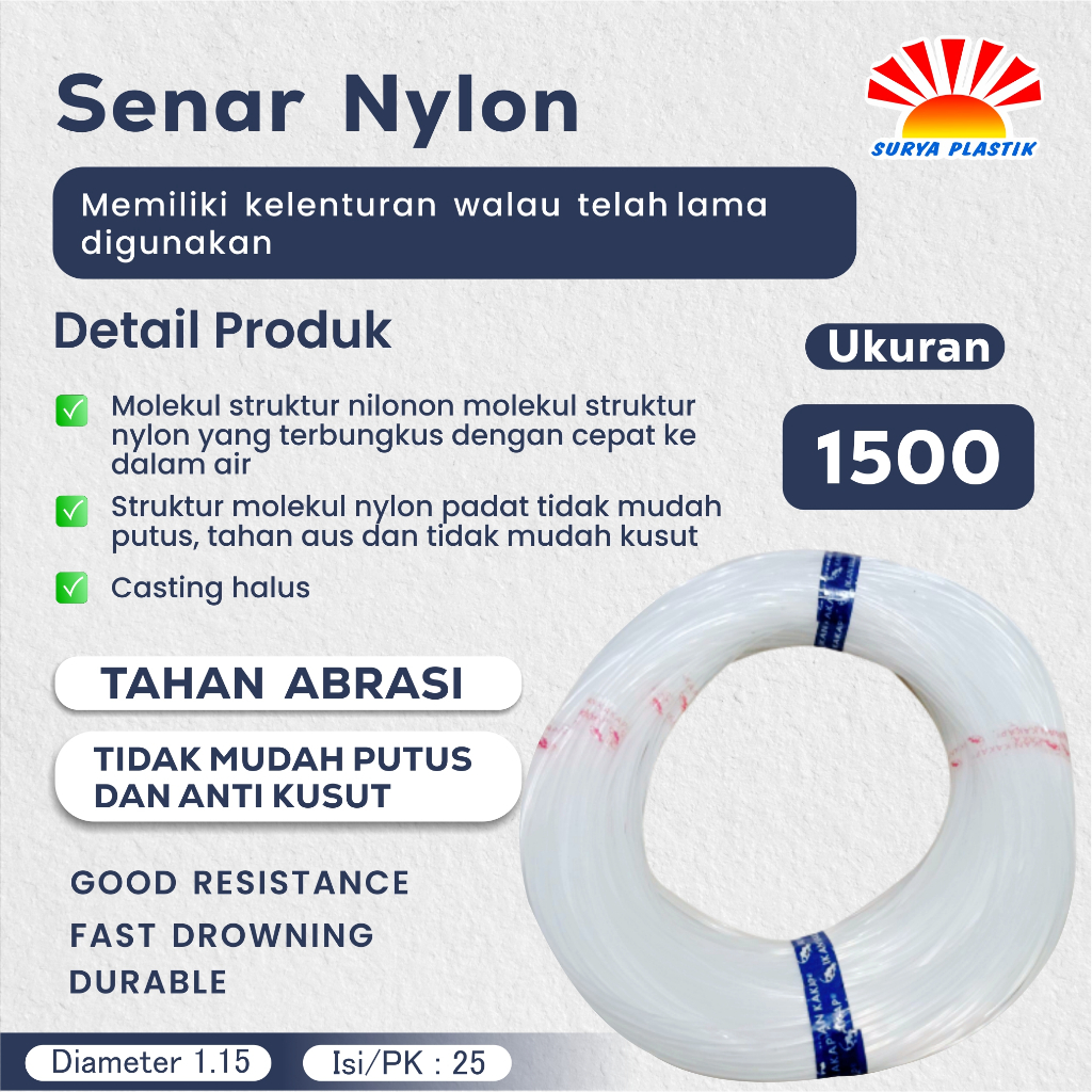 Senar Cap Ikan Kakap  Ukuran 1500 (90)  per Roll /Tali Senar Pancing / Senar Layangan