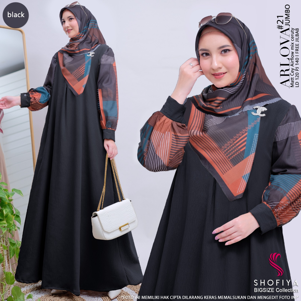 erlova21 pakaian baju gamis syari gaun long dress dres longdress maxi maxy jumbo xxl ld 120 one set 