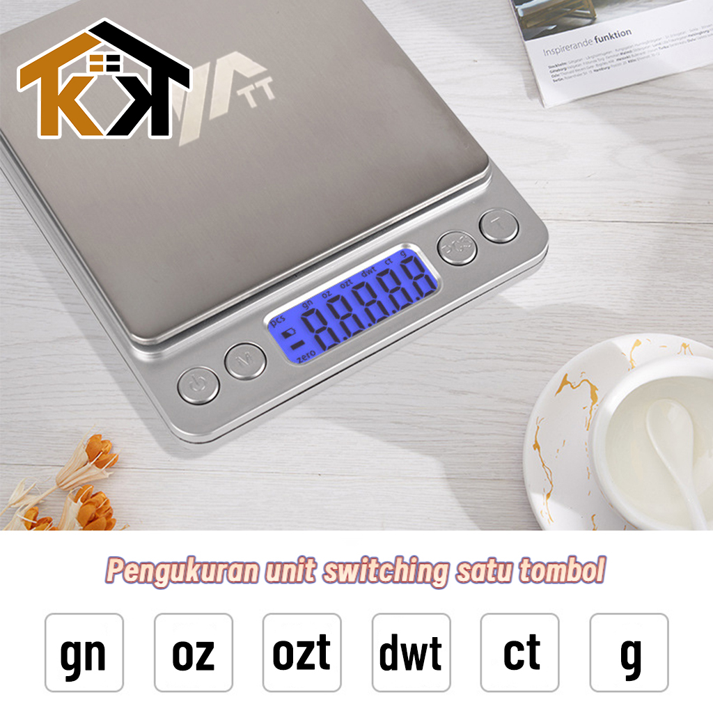 (KK) Timbangan Dapur Digital 3KG Stainless Steel High Quality / Mini Kitchen Digital Scale Kapasitas 3KG Timbangan Kue Buah Tepung Biji bijian Perhiasan Emas