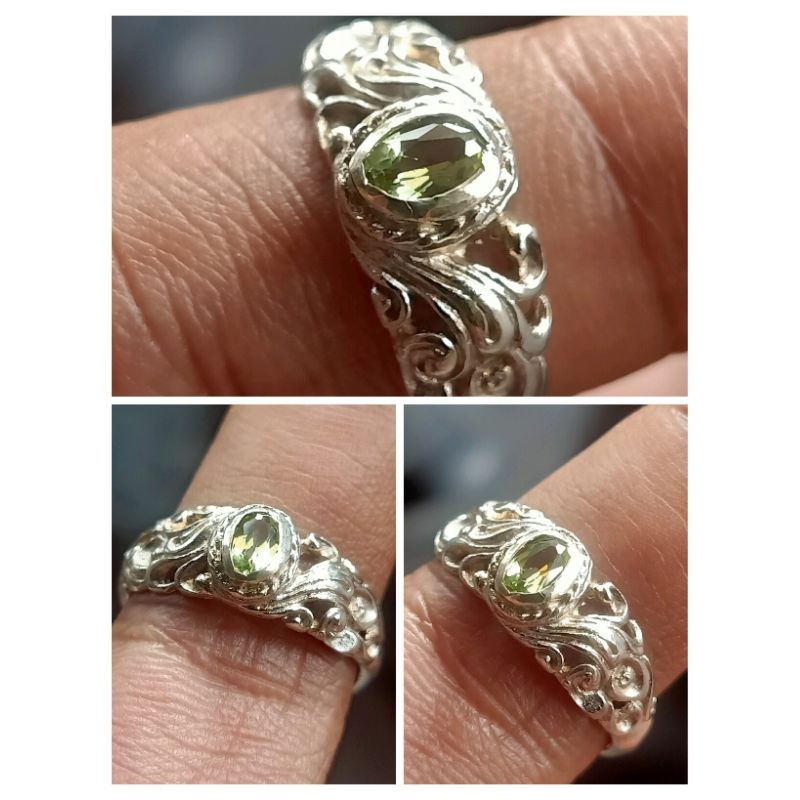 natural peridot ring ukir Bali